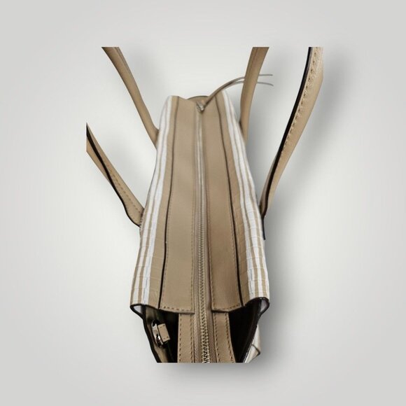 Coach Stripe Leather Tote Bag – Beige White – Shoulder Bag - Picture 5 of 5